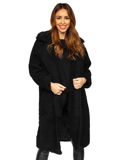 Черно дълго дамско топло зимно палто Bolf AN105