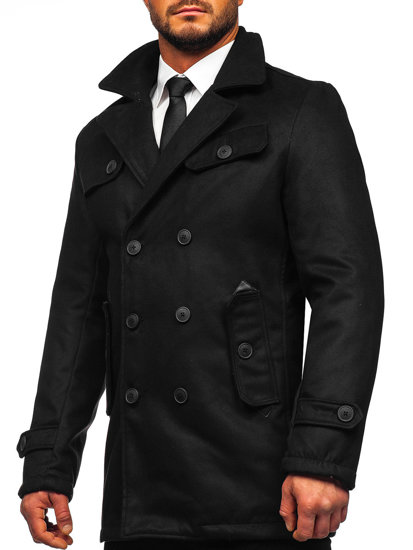 Черно мъжко зимно палто Bolf M3123