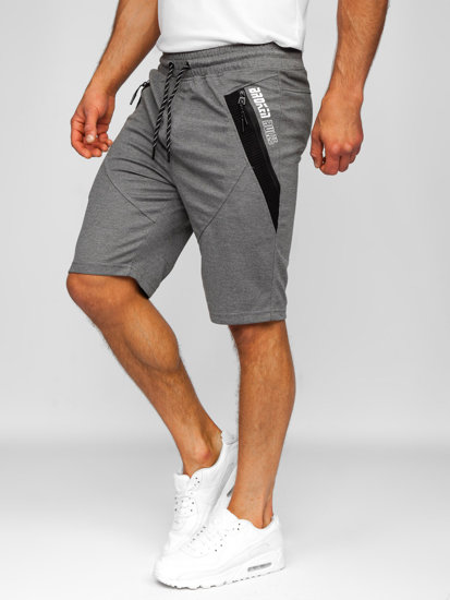 Kъси мъжки спортни панталони сиво-черни Bolf Q3878