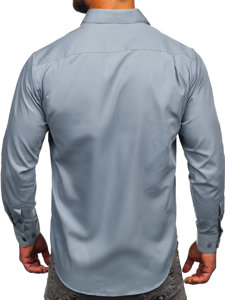 Антрацитна мъжка елегантна риза с дълъг ръкав Bolf M14