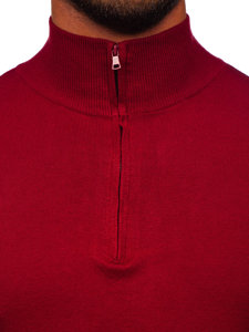 Бордо мъжки пуловер с яка Bolf MM6007