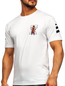 Бяла мъжка тениска с принт Bolf 14404