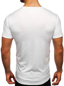 Бяла мъжка тениска с принт Bolf KS2525T