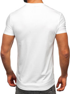 Бяла мъжка тениска с принт Bolf MT3045