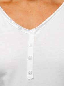 Бял без принт тениска с v-образно деколте Bolf 4049