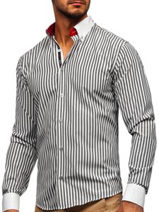 Графитна мъжка рaирана риза с дълъг ръкав Bolf 20727