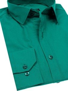 Елегантна мъжка риза с дълги ръкави тъмнозелена Bolf 1703