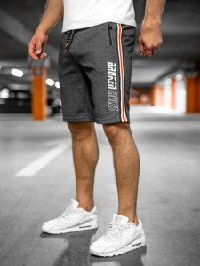 Къси мъжки спортни панталони в черно и оранжево Bolf Q3884