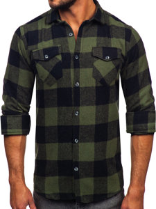 Мъжка бархетна риза с дълъг ръкав в цвят каки Bolf 20723