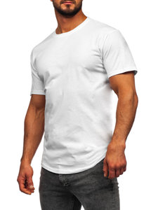 Мъжка дълъга тениска без принт бяла Bolf 14290