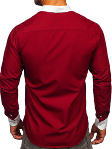 Мъжка елегантна риза с дълъг ръкав бордо Bolf 2782