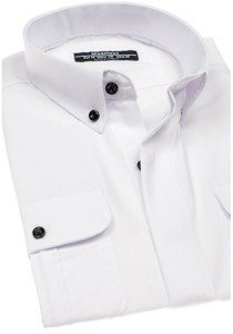 Мъжка елегантна риза с дълъг ръкав бяла Bolf 0780