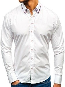 Мъжка елегантна риза с дълъг ръкав бяла Bolf 2701