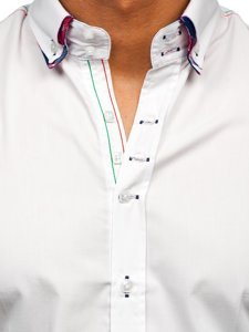 Мъжка елегантна риза с дълъг ръкав бяла Bolf 2705
