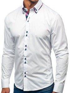 Мъжка елегантна риза с дълъг ръкав бяла Bolf 2712