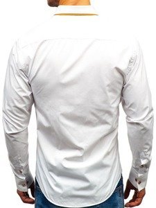 Мъжка елегантна риза с дълъг ръкав бяла Bolf 3703