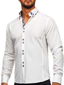 Мъжка елегантна риза с дълъг ръкав бяла Bolf 4704