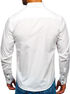 Мъжка елегантна риза с дълъг ръкав бяла Bolf 4713