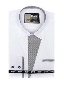 Мъжка елегантна риза с дълъг ръкав бяла Bolf 4713