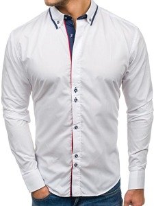 Мъжка елегантна риза с дълъг ръкав бяла Bolf 6857