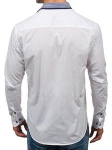 Мъжка елегантна риза с дълъг ръкав бяла Bolf 6940