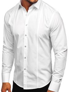 Мъжка елегантна риза с дълъг ръкав бяла Bolf 6944