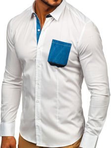 Мъжка елегантна риза с дълъг ръкав бяла Bolf 7192