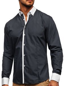 Мъжка елегантна риза с дълъг ръкав графитна Bolf 2782