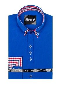 Мъжка елегантна риза с дълъг ръкав метличиносиня Bolf 0926