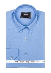 Мъжка елегантна риза с дълъг ръкав небесносиня Bolf 6944