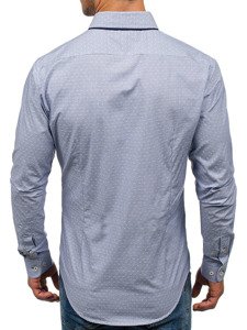 Мъжка елегантна риза с дълъг ръкав небесносиня Bolf 9658