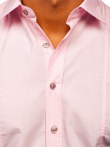 Мъжка елегантна риза с дълъг ръкав розова Bolf 4705G