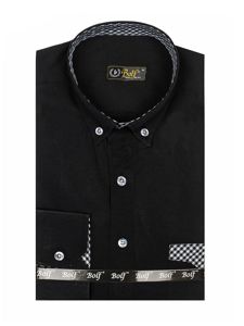 Мъжка елегантна риза с дълъг ръкав цвят черна Bolf 4711