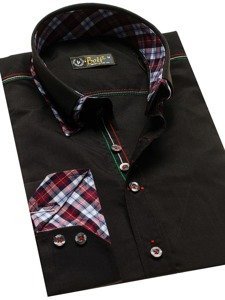 Мъжка елегантна риза с дълъг ръкав черна Bolf 2701