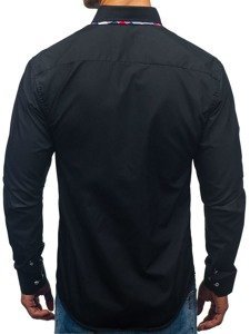 Мъжка елегантна риза с дълъг ръкав черна Bolf 2712
