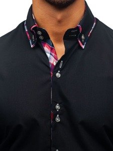 Мъжка елегантна риза с дълъг ръкав черна Bolf 2712