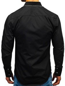 Мъжка елегантна риза с дълъг ръкав черна Bolf 2767