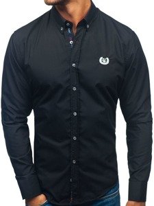 Мъжка елегантна риза с дълъг ръкав черна Bolf 2772