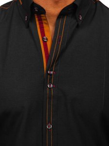 Мъжка елегантна риза с дълъг ръкав черна Bolf 4707