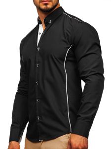 Мъжка елегантна риза с дълъг ръкав черна Bolf 5722