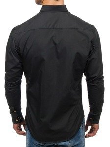 Мъжка елегантна риза с дълъг ръкав черна Bolf 5793