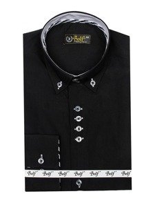 Мъжка елегантна риза с дълъг ръкав черна Bolf 5796