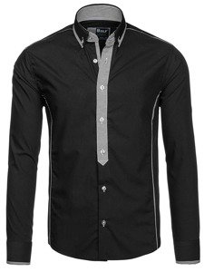 Мъжка елегантна риза с дълъг ръкав черна Bolf 5800