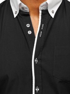 Мъжка елегантна риза с дълъг ръкав черна Bolf 6919