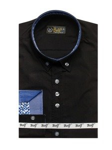 Мъжка елегантна риза с дълъг ръкав черна Bolf 8838