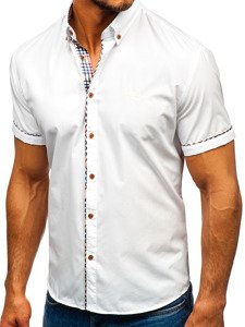Мъжка елегантна риза с къс ръкав бяла Bolf 5509-1