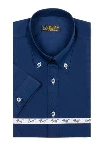 Мъжка елегантна риза с къс ръкав тъмносиня Bolf 5535