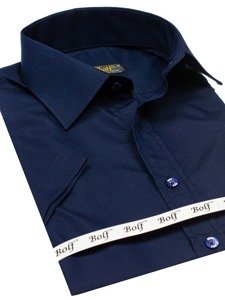 Мъжка елегантна риза с къс ръкав тъмносиня Bolf 7501