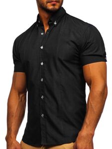 Мъжка елегантна риза с къс ръкав черна Bolf 5535