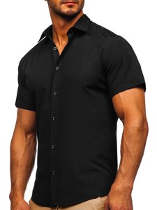 Мъжка елегантна риза с къс ръкав черна Bolf 7501